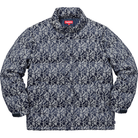 Supreme Jacquard F*** Monogram Puffy Jacket Navy